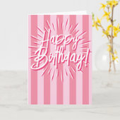 Cabana Stripes "Happy Birthday" barst in het roze Kaart (Gele Bloem)
