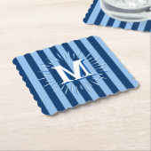 Cabana Stripes in Blue Personalized Kartonnen Onderzetters (Gebogen)