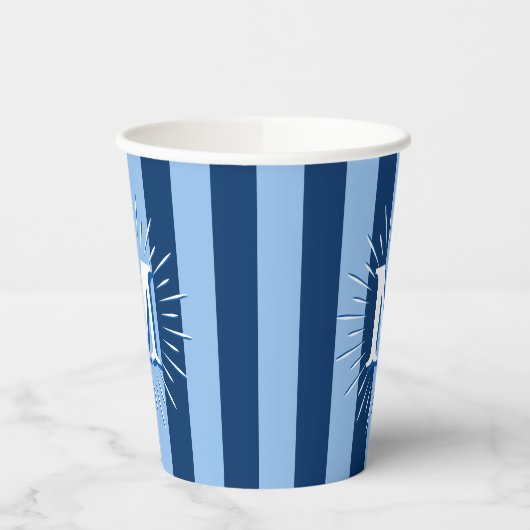 Cabana Stripes in Blue Personalized Papieren Bekers (Links)