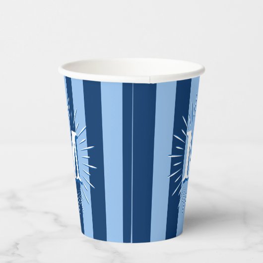 Cabana Stripes in Blue Personalized Papieren Bekers (Rechts)