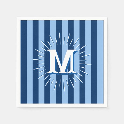 Cabana Stripes in Blue Personalized Servet (Voorkant)