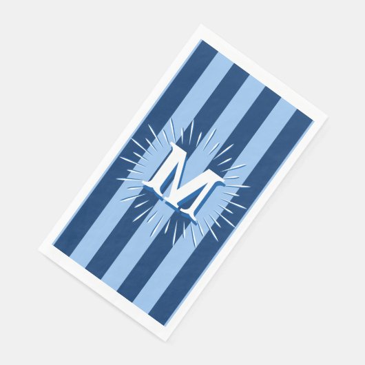 Cabana Stripes in Blue Personalized Servet (Hoek)