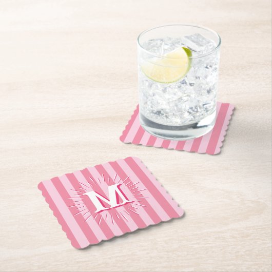 Cabana Stripes in Pink Personalized Kartonnen Onderzetters (Insitu)