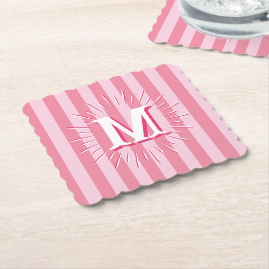 Cabana Stripes in Pink Personalized Kartonnen Onderzetters (Gebogen)
