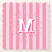 Cabana Stripes in Pink Personalized Kartonnen Onderzetters (Voorkant)