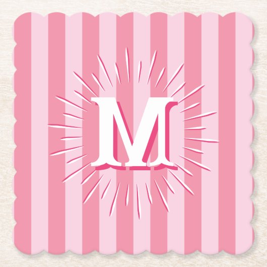 Cabana Stripes in Pink Personalized Kartonnen Onderzetters (Voorkant)