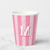 Cabana Stripes in Pink Personalized Papieren Bekers (Achterkant)