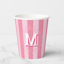 Cabana Stripes in Pink Personalized Papieren Bekers