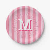 Cabana Stripes in Pink Personalized Papieren Bordje (Voorkant)
