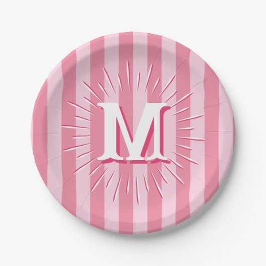 Cabana Stripes in Pink Personalized Papieren Bordje (Voorkant)