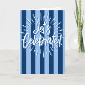 Cabana Stripes "Let's Celebrate" barst in het blau Kaart (Voorkant)