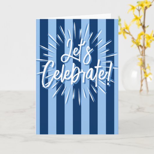 Cabana Stripes "Let's Celebrate" barst in het blau Kaart (Gele Bloem)