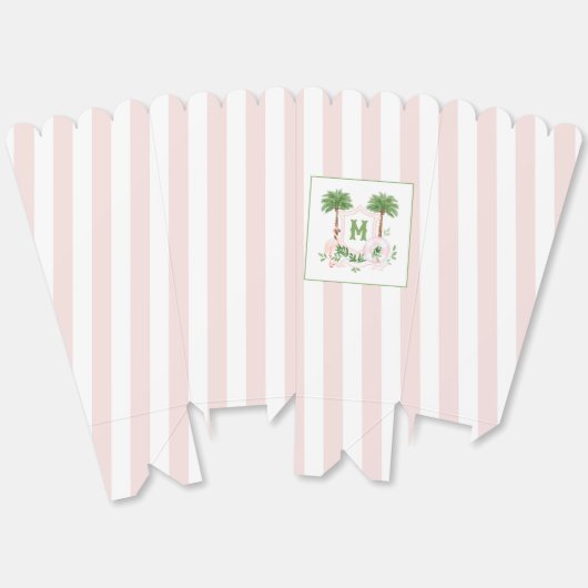 Cabana Stripes Palm Beach Monogram Crest Bedankdoosjes (Ongevouwen)
