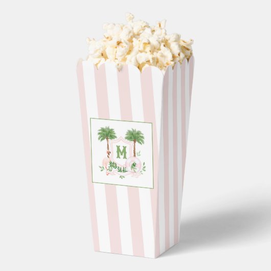 Cabana Stripes Palm Beach Monogram Crest Bedankdoosjes (Popped)