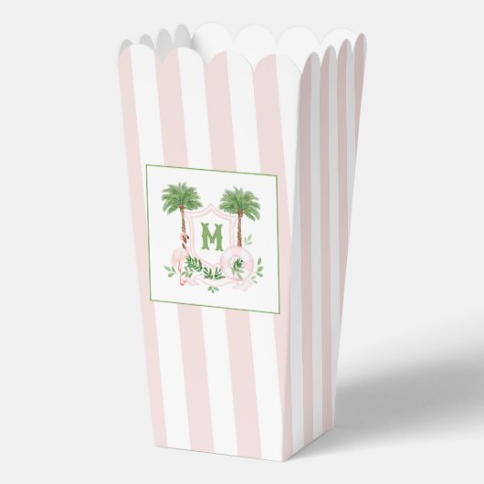 Cabana Stripes Palm Beach Monogram Crest Bedankdoosjes (Voorkant)