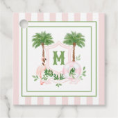 Cabana Stripes Palm Beach Monogram Crest Bedankjes Labels (Voorkant)