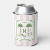 Cabana Stripes Palm Beach Monogram Crest Blikjeskoeler (Blikje Voorkant)