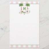Cabana Stripes Palm Beach Monogram Crest Briefpapier (Voorkant)