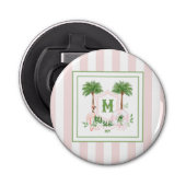 Cabana Stripes Palm Beach Monogram Crest Button Flesopener (Voorkant)