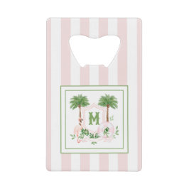 Cabana Stripes Palm Beach Monogram Crest Creditkaart Flessenopener
