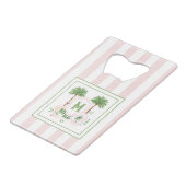 Cabana Stripes Palm Beach Monogram Crest Creditkaart Flessenopener (Voorkant Gekanteld)
