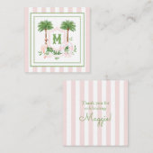 Cabana Stripes Palm Beach Monogram Crest Enclosure Notitiekaartje (Voorkant / Achterkant)