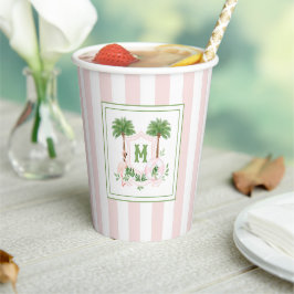 Cabana Stripes Palm Beach Monogram Crest Enclosure Papieren Bekers