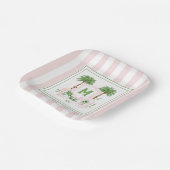 Cabana Stripes Palm Beach Monogram Crest Enclosure Papieren Bordje (Gebogen)