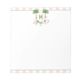 Cabana Stripes Palm Beach Monogram Crest Notitieblok