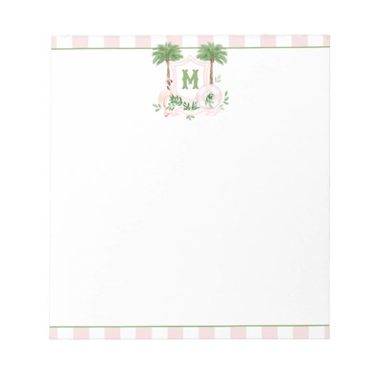 Cabana Stripes Palm Beach Monogram Crest Notitieblok (Voorkant)