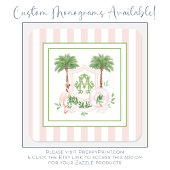 Cabana Stripes Palm Beach Monogram Crest Notitiekaartje