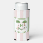 Cabana Stripes Palm Beach Monogram Crest Seltzer Blikjeskoeler (Seltzer Voorkant)
