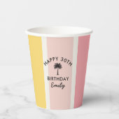 Cabana Stripes Zomerkust 30e verjaardag Papieren Bekers (Voorkant)