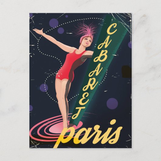 Cabaret Parijs vintage reisposter Briefkaart (Voorkant)