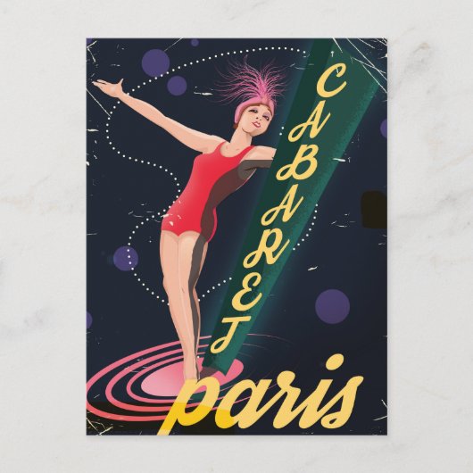 Cabaret Parijs vintage reisposter Feestdagenkaart (Voorkant)