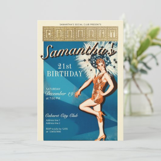 Cabaret Paris Parijse Glam Verjaardag Kaart (Staand voorkant)