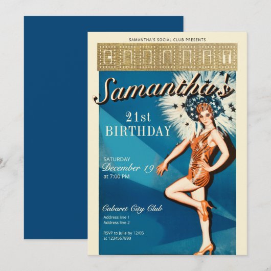 Cabaret Paris Parijse Glam Verjaardag Kaart (Voorkant / Achterkant)