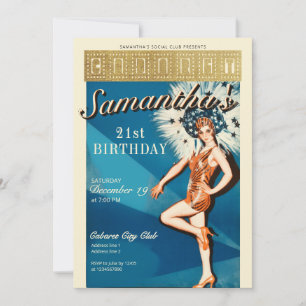 Cabaret Paris Parijse Glam Verjaardag Kaart