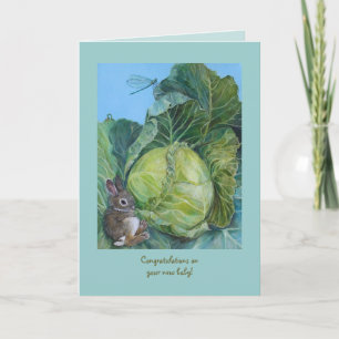 Cabbage and bunny new baby card kaart