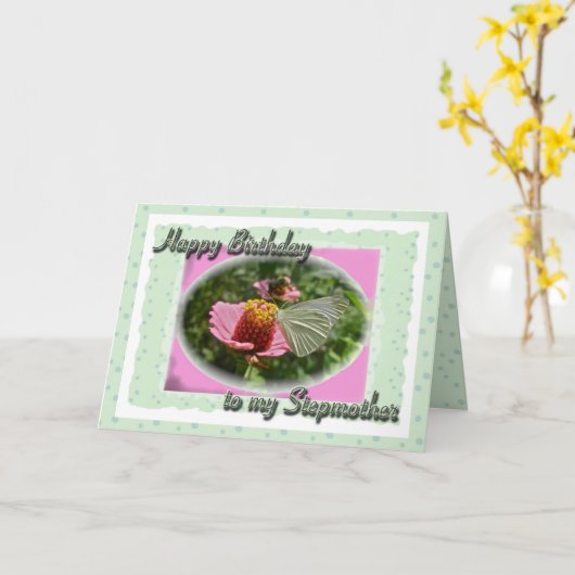 Cabbage Butterfly Stepmoeder Birthday Kaart (Gele Bloem)