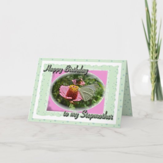Cabbage Butterfly Stepmoeder Birthday Kaart (Voorkant)