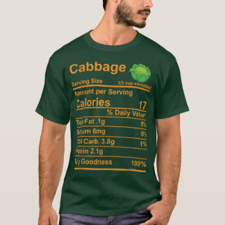 Cabbage Nutrition Food Facts Thanksgiving Costume  T-shirt