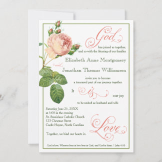 Cabbage Roos God is Love Wedding Invitation Kaart