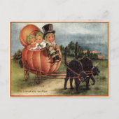 Cabbagehead Pumpkin Carriage Black Cat Briefkaart (Voorkant)