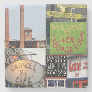 Cabbagetown Collage Atlanta Marble Onderzetter. Stenen Onderzetter