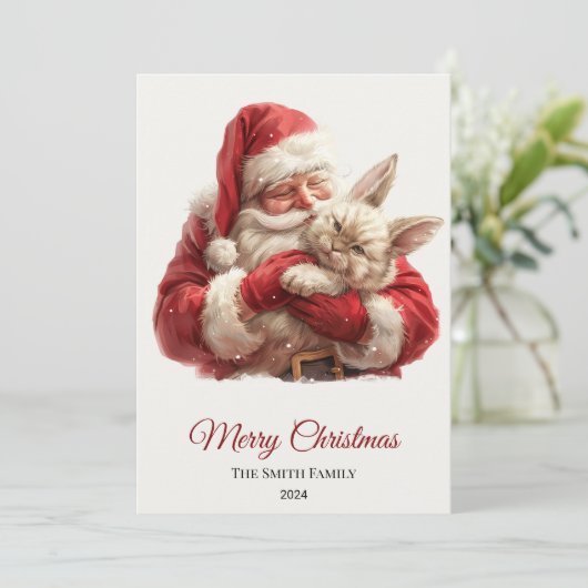 Cabbit Santa Claus Christmas Feestdagenkaart (Staand voorkant)
