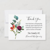 Cabernet Bloemen Begrafenis Sympathie Dank u Notitiekaartje (Voorkant)