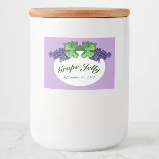 Cabernet Grape Jelly and Jam Label Light Paars Voedselcontainer Etiket (Voorkant)