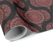 Cabernet koraal wervelpunt mandala retro ogee cadeaupapier (Rol Hoek)