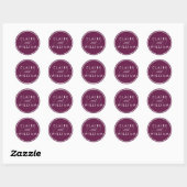 Cabernet Plum gepersonaliseerde bruiloft Ronde Sticker (Vel)